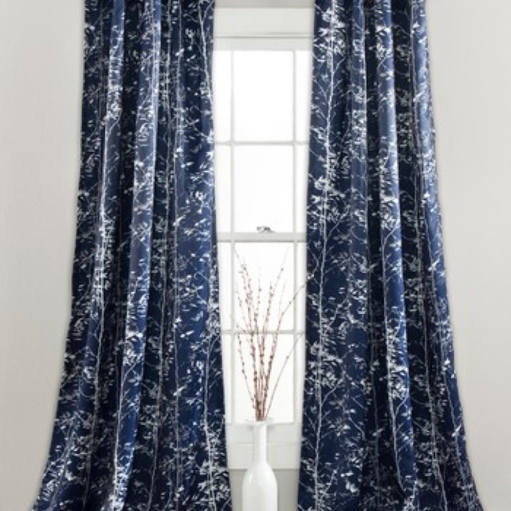 Navy Woodland Room-Darkening Curtain Panel - Set of Two  Size: 52"x84 NWT